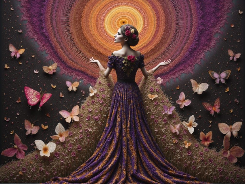 Vast Cosmic Landscape with Tiny Figures, Dramatic Lighting