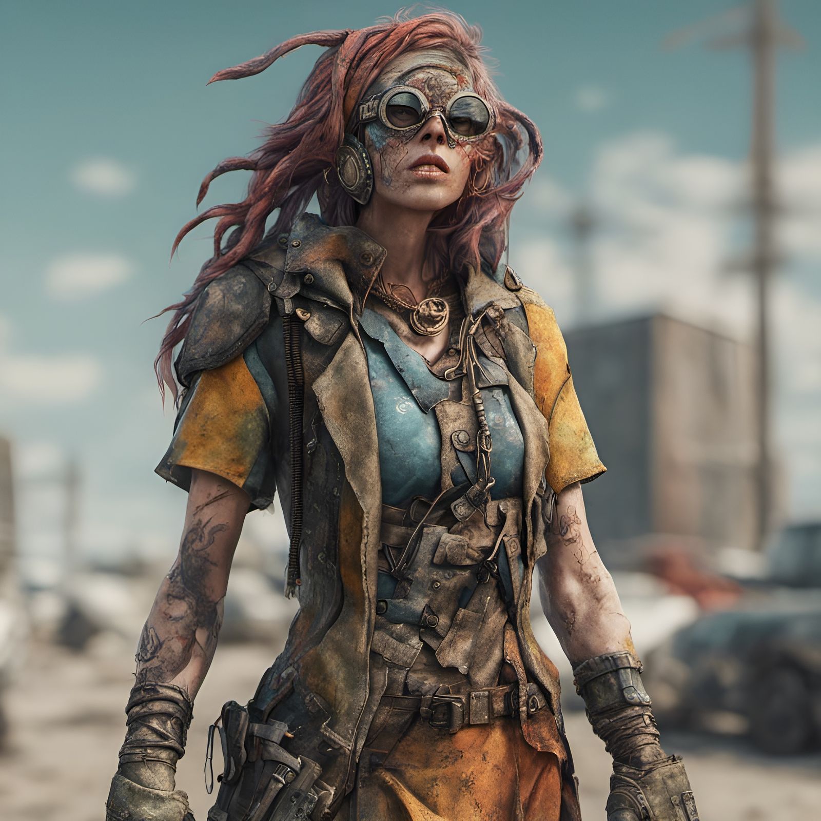 Post-Apocalyptic Mutant Sorceress in Comic Book Style