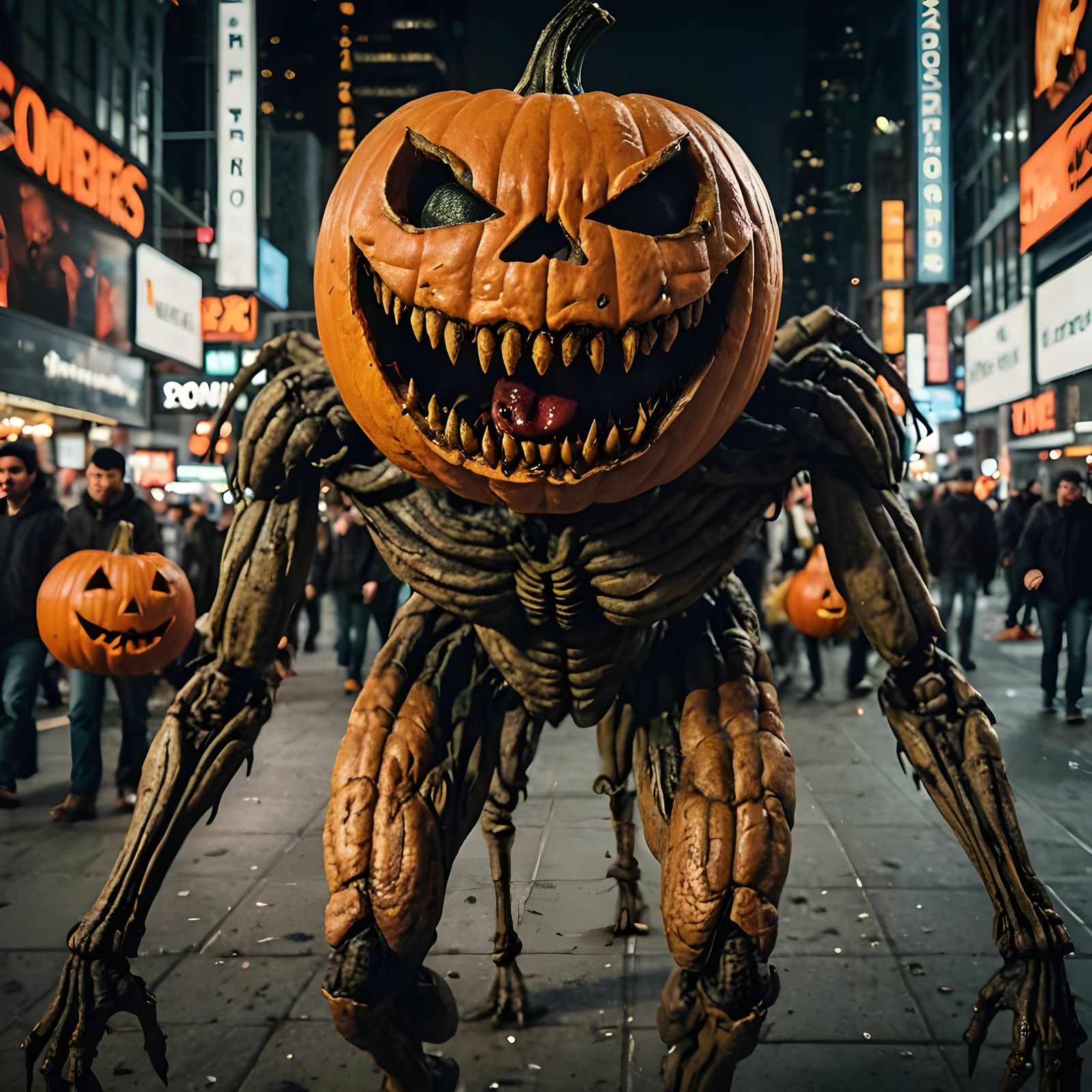 Demonic Jack-O-Lantern Terrorizes Times Square