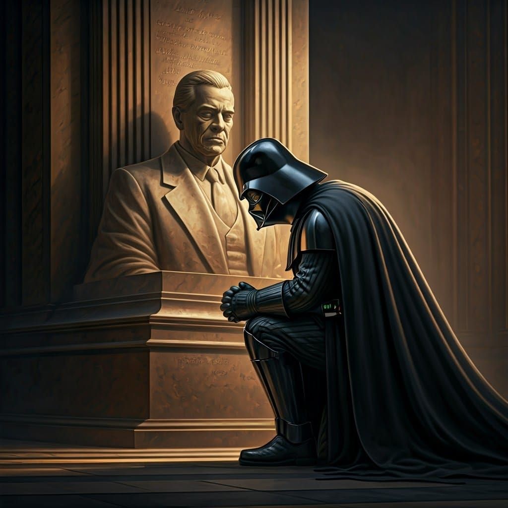 Darth Vader Kneels Before James Earl Jones Memorial