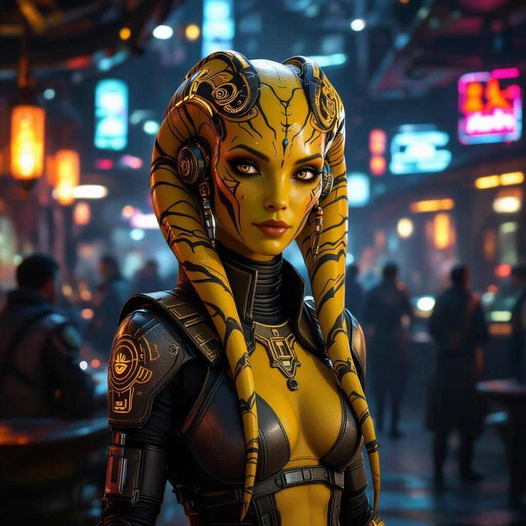 Yellow Twi'lek in Alien Cantina Cinematic Concept Art