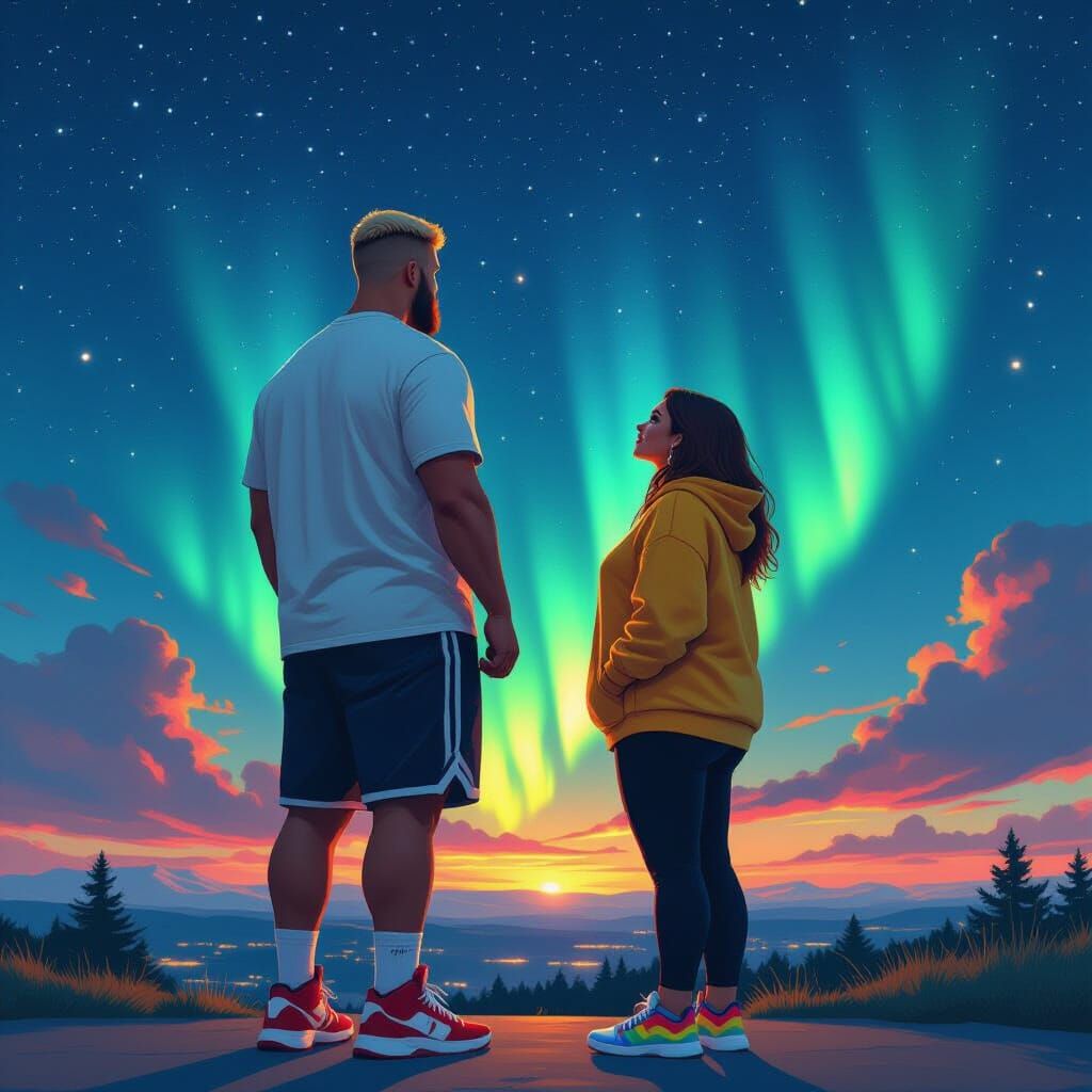 Mesmerized by Northern Lights in Digital Painting Style