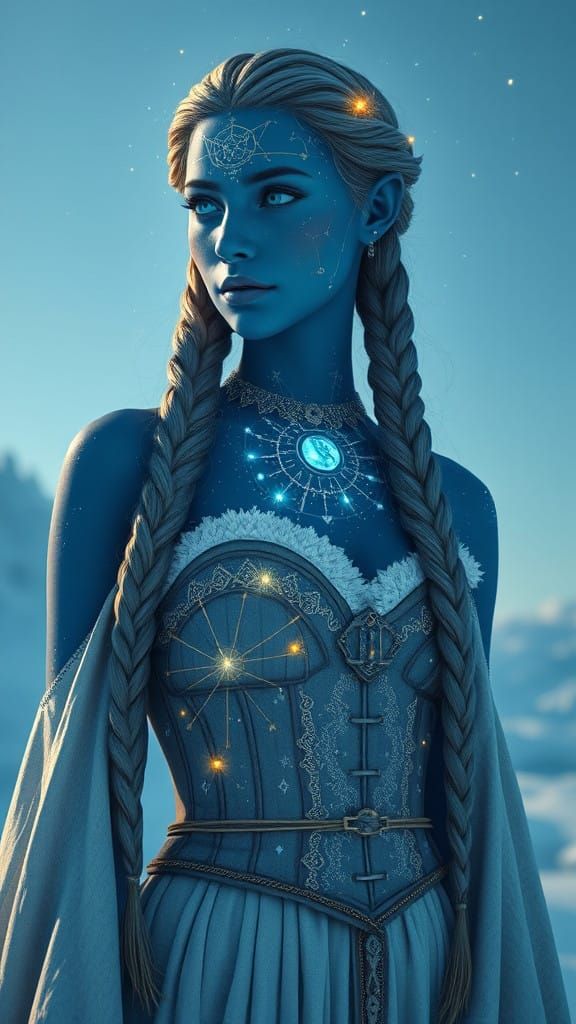 Serenely Glowing Goddess in Celestial Braids