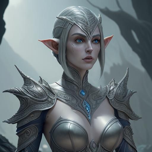 Mystical Altmer High Elf in Coral Armor