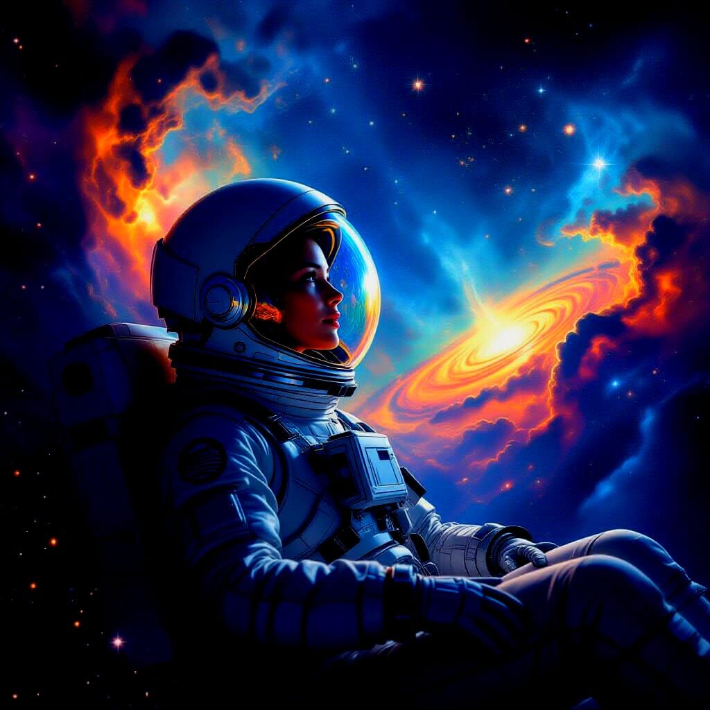 Astronaut Adrift in Cosmic Ocean: Matte Painting