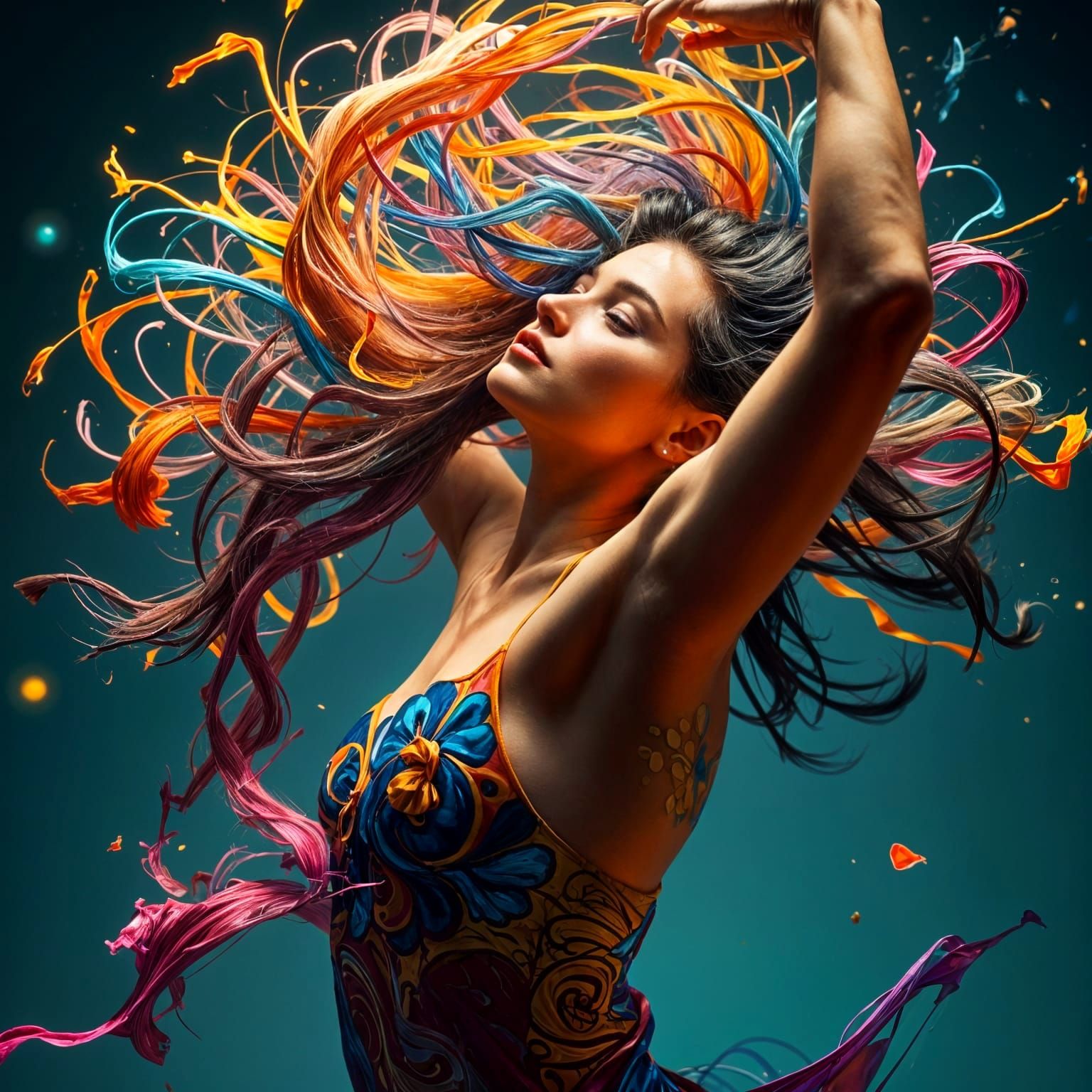 Dynamic Color of Movement Dance Art Portrait