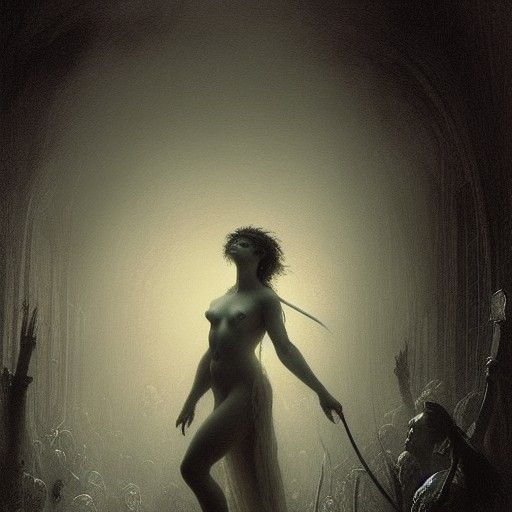 Gothic Horror Nymph Inspired by Doré and Rutkowski