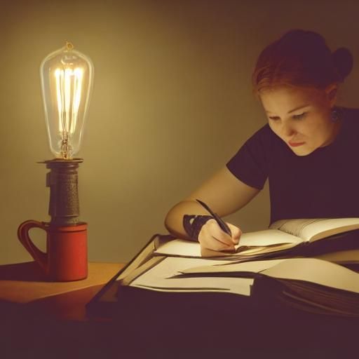 Woman Contemplating by Lamplight