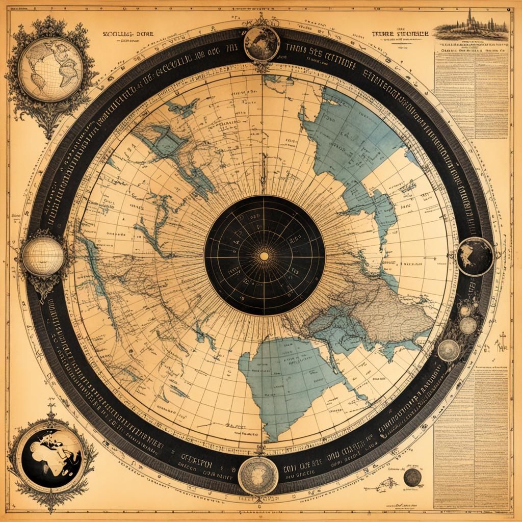 Occult Flat Earth Map with Black Sun