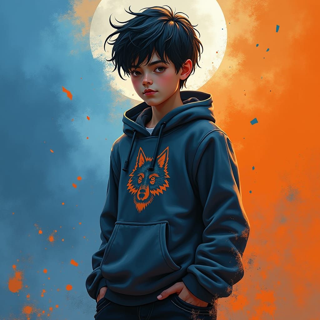 Boy with Wolf Sweater in Fantasy Matte Painting