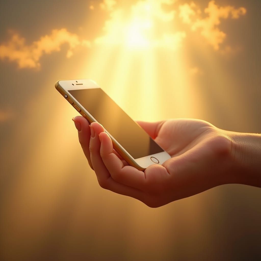 Divine Cell Phone in Golden Light