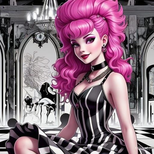 Low-Poly Gothic Princess in Punk Rock Elegance