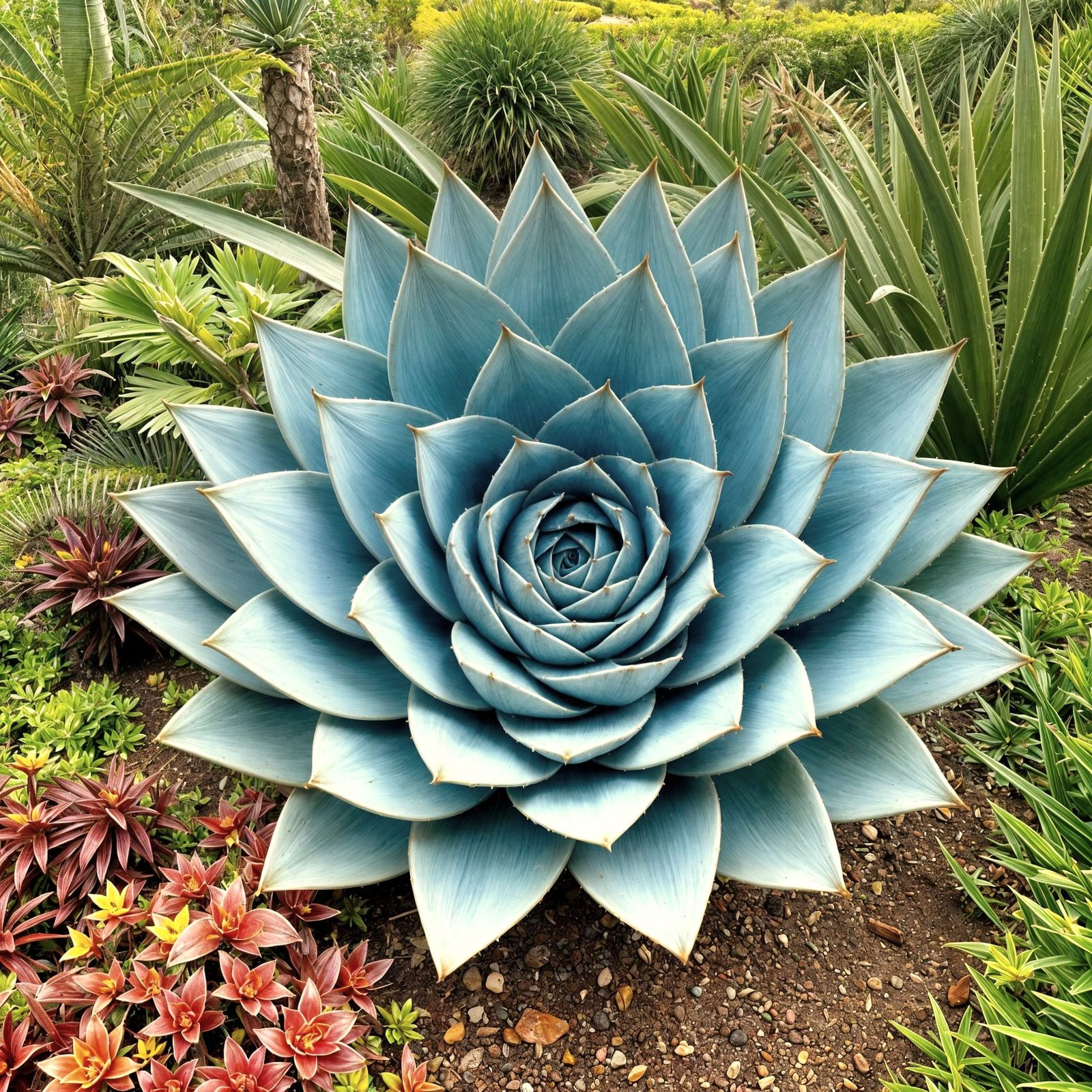 Spiral Aloe in a Lush Botanical Garden
