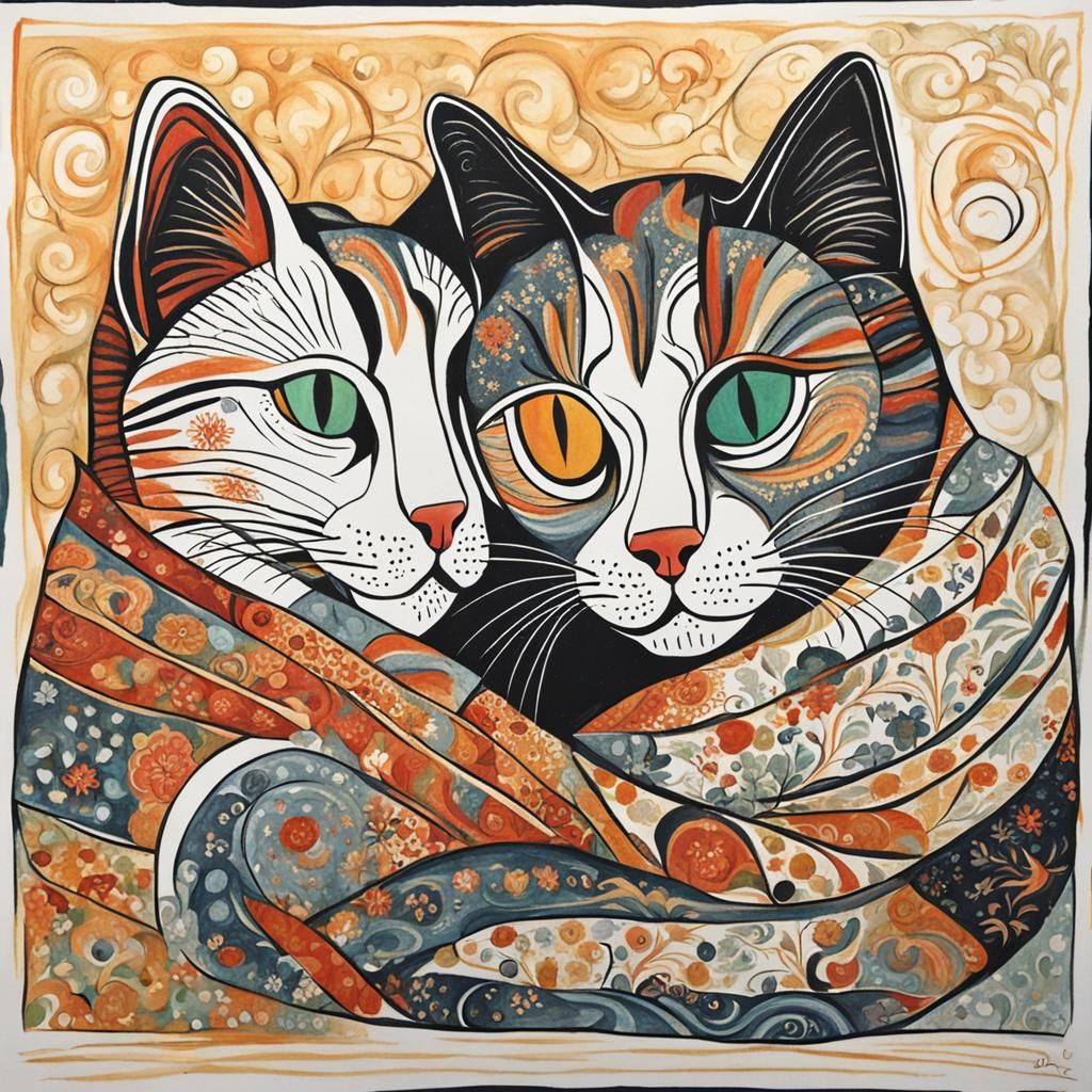 Cats Snuggling in Monsu Desiderio Style