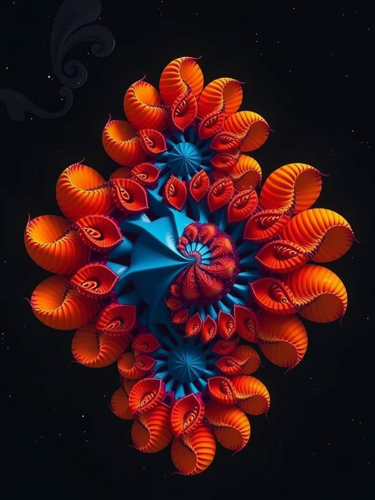 3D Fractal Geometry: Recursive Spirals and Orbs