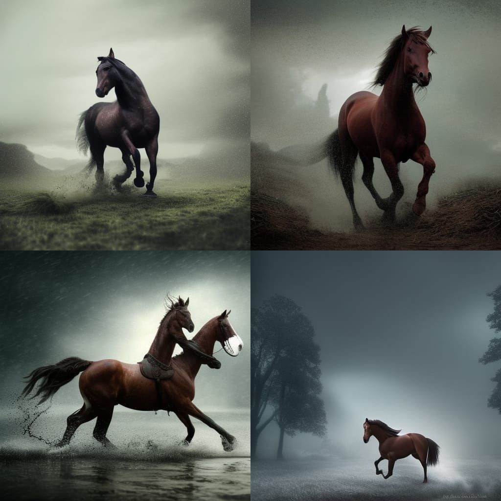 Epic Cinematic Horse in Rain