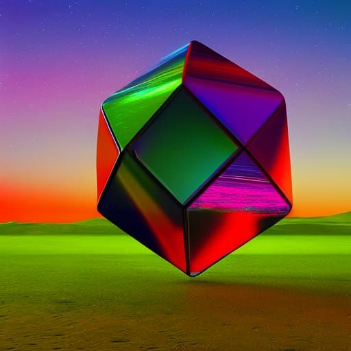 rhombicosidodecahedron: dynamic lighting deep color contrast...
