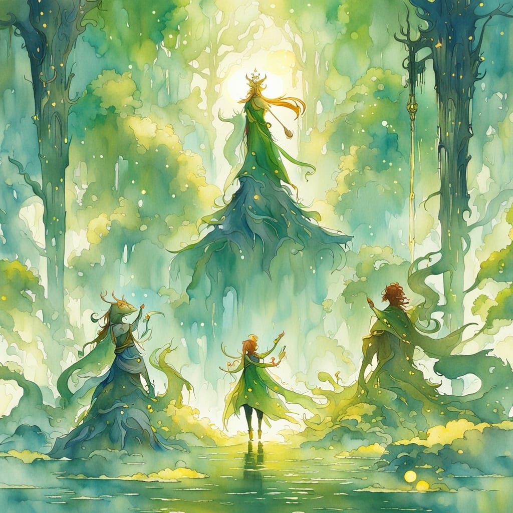Link and Zelda: Whimsical Watercolor Concept Art