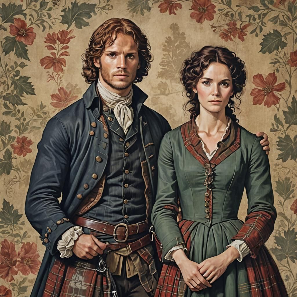 Jamie and Claire Fraser Fresco Portrait