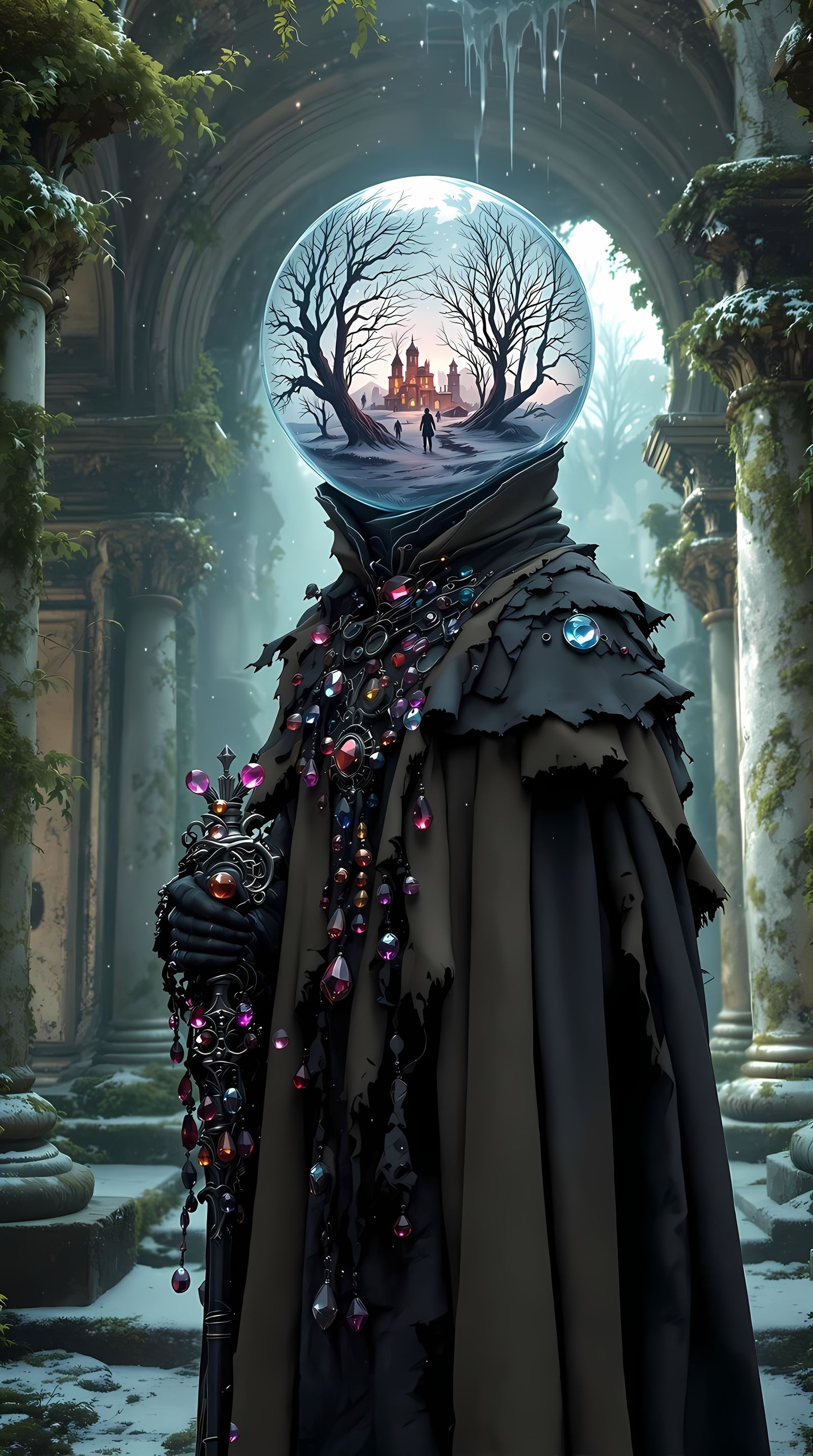 Surreal Snow Globe Guardian of Forgotten Ruins