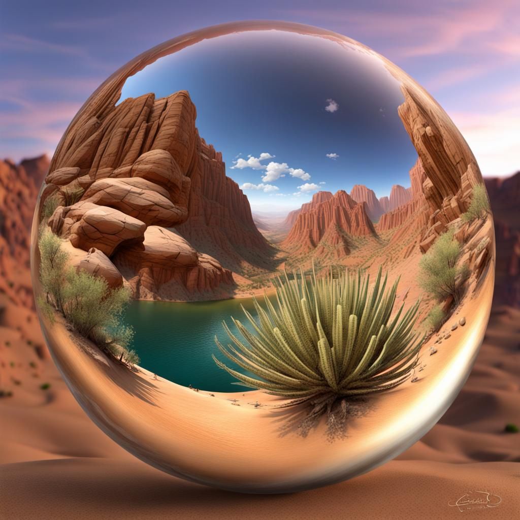 Magical Desert Canyon Encased in Sphere