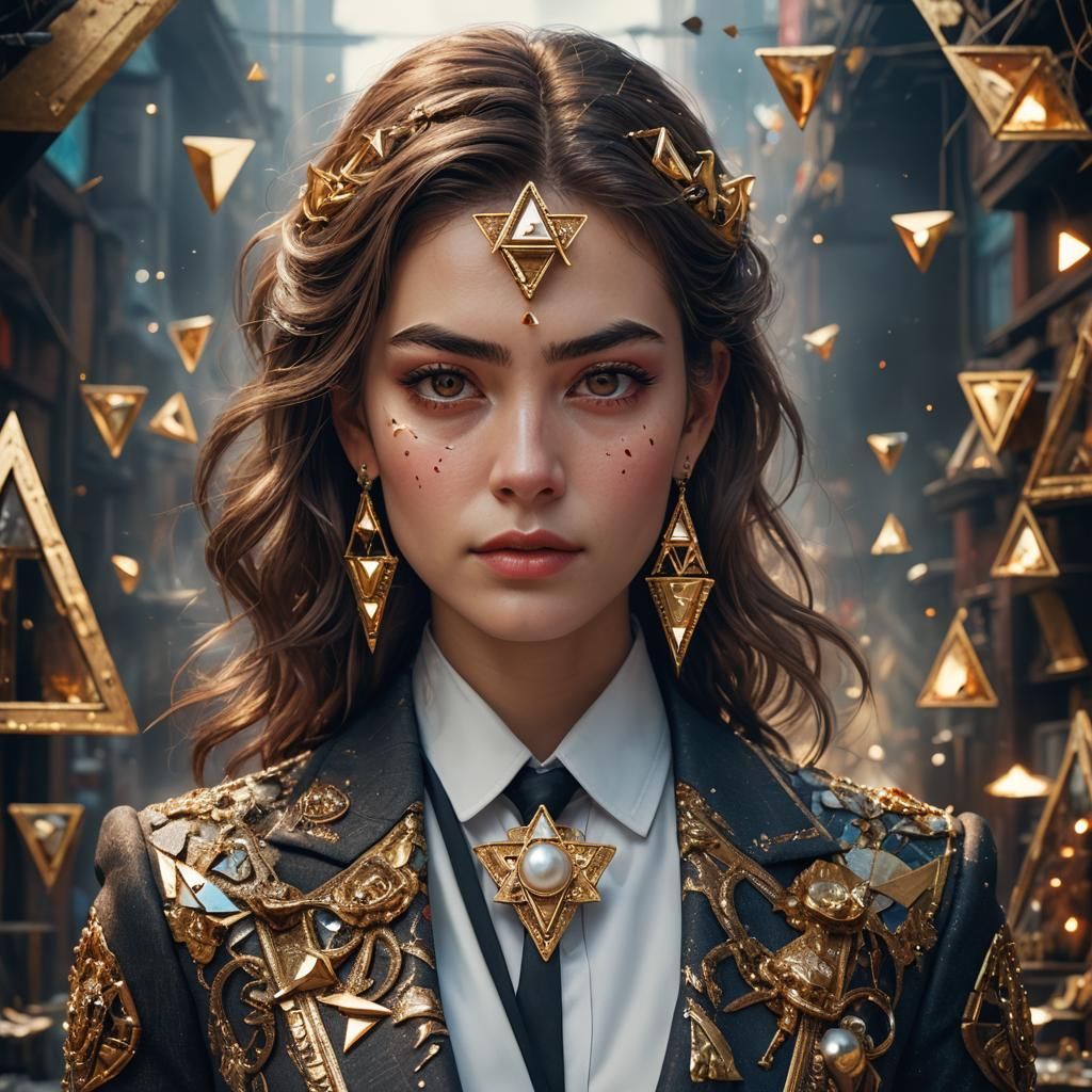 Intricate Portrait of Woman with Pearl Earrings