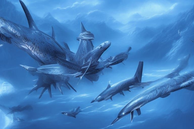 Hyperrealistic Dolphins in Anime Comic Style Ocean