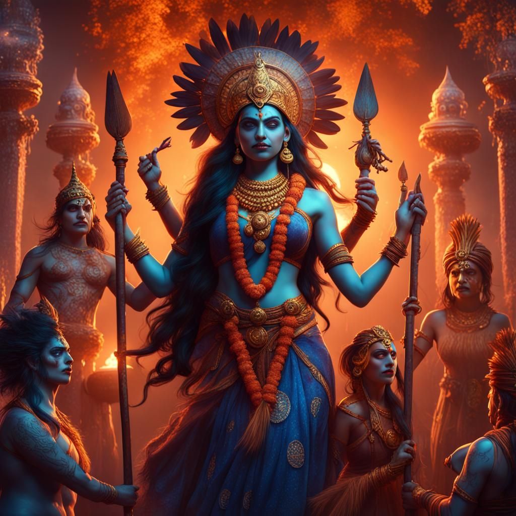 Indian Gods Celebrate Halloween: Fantasy Concept Art