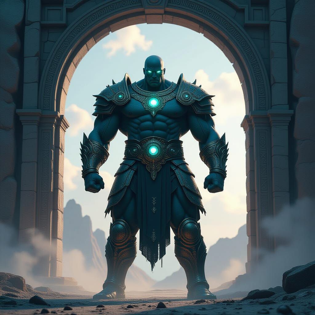 Armored Titan Guarding a Dimensional Gateway