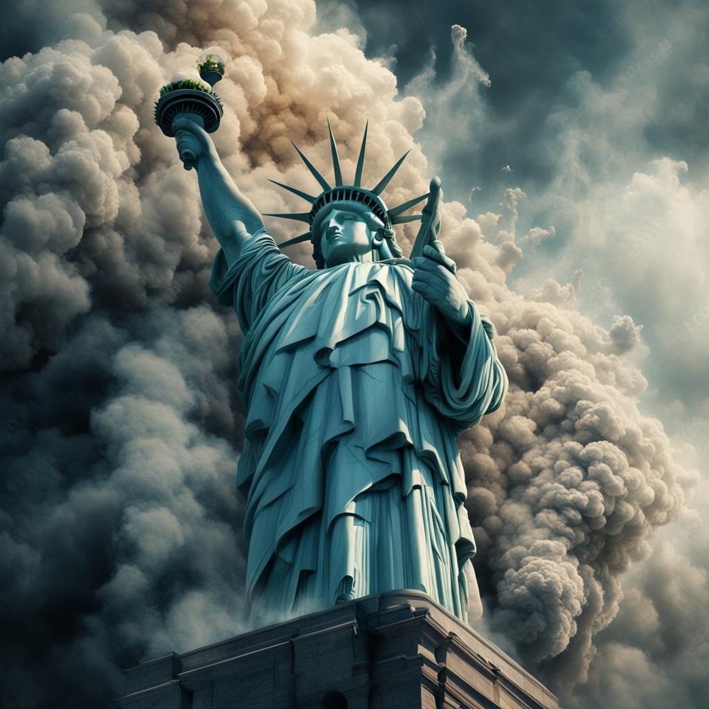 Statue of Liberty Made of Smoke: Digital Art