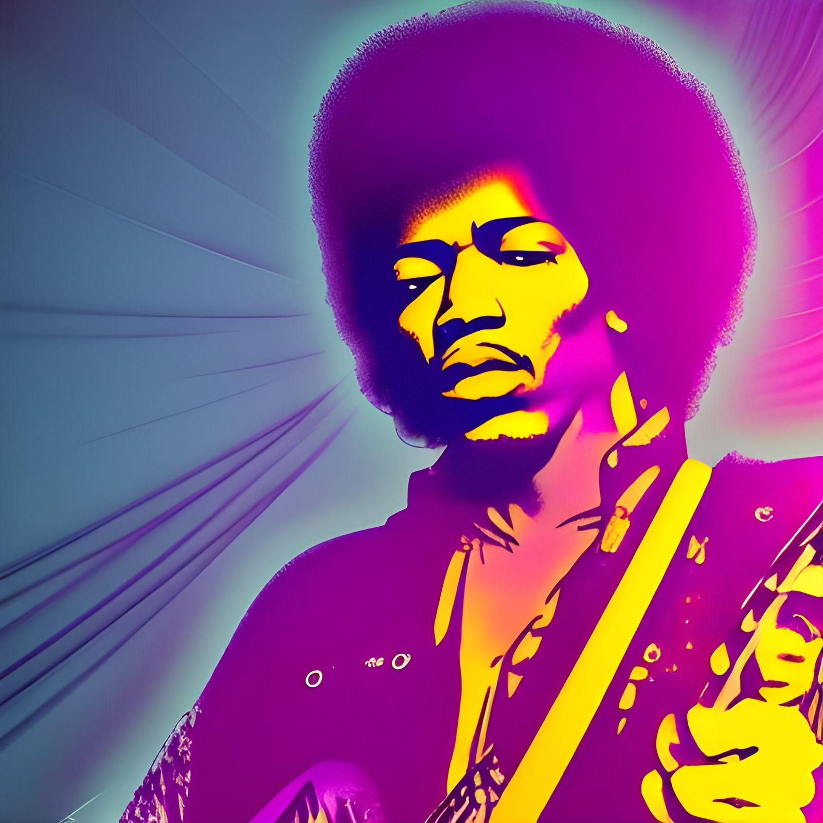 Jimi Hendrix Holographic Astral Illustration