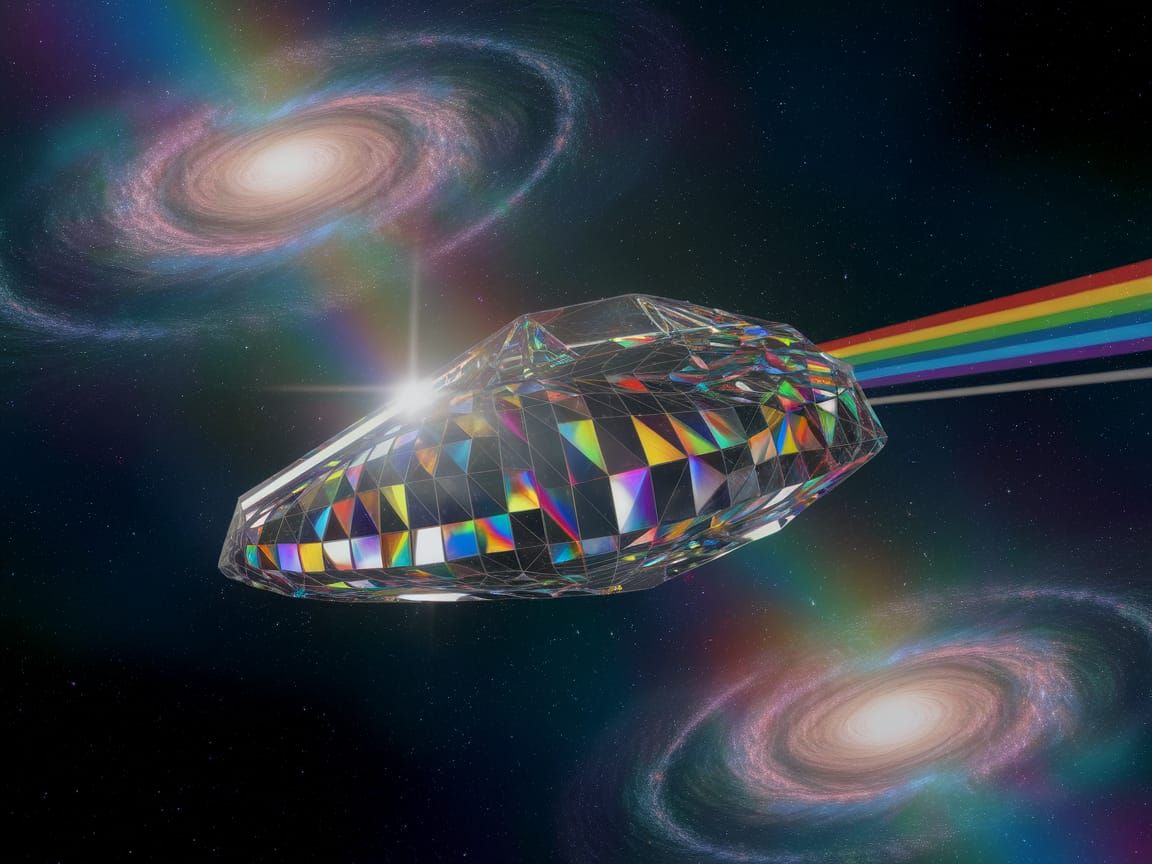 Crystal Prism Spaceship in Fractal Style