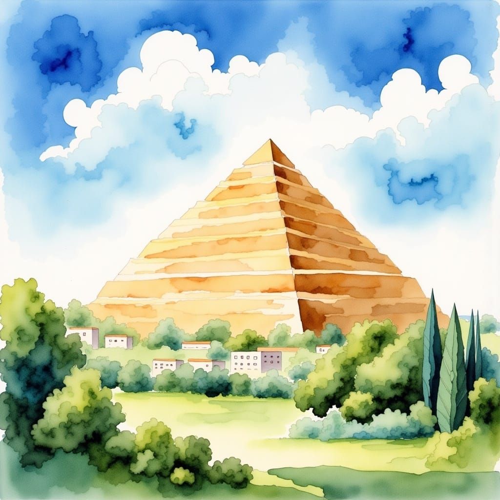 Great Pyramid of Giza in Watercolor Style