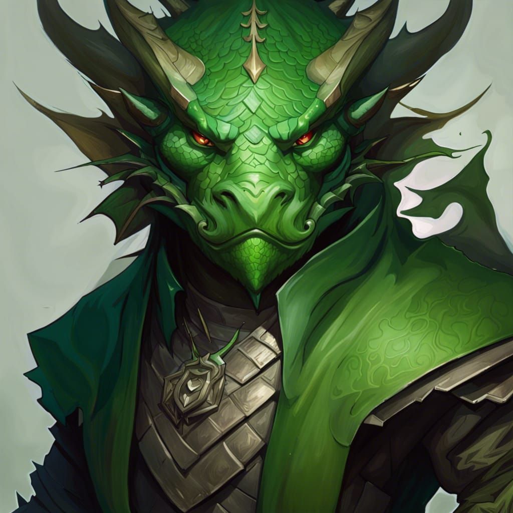 Dragonborn Monk Portrait in Digital Art Style