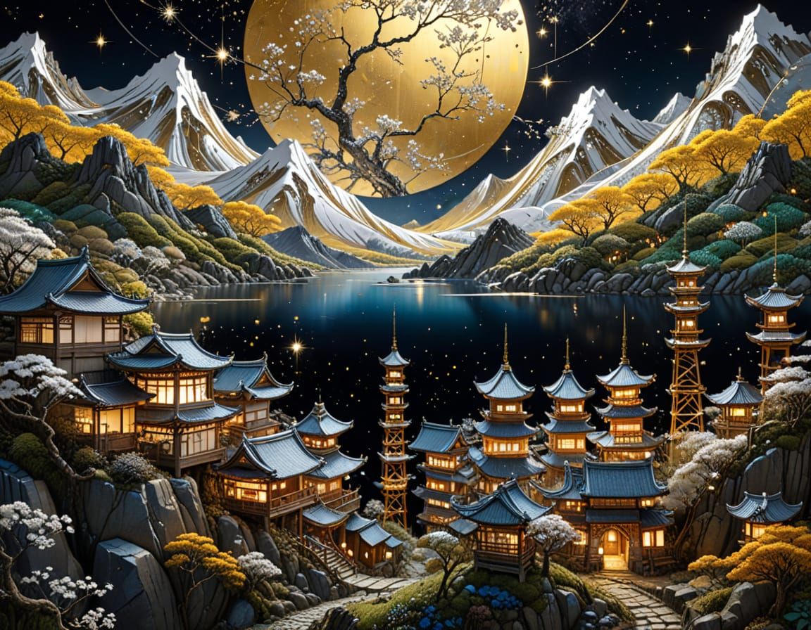 Japanese village in land scape, Aleksandr Kuskov, Josephine ...