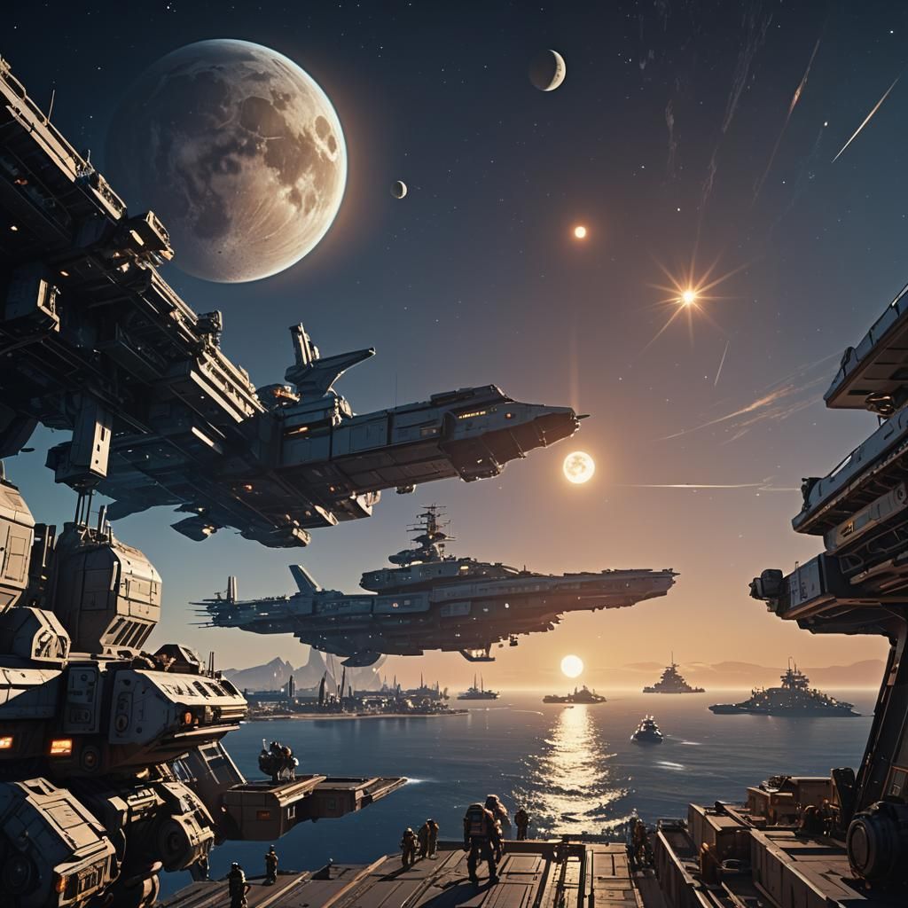 US Space Marine Ship Docking: Hyper-Realistic Digital Art