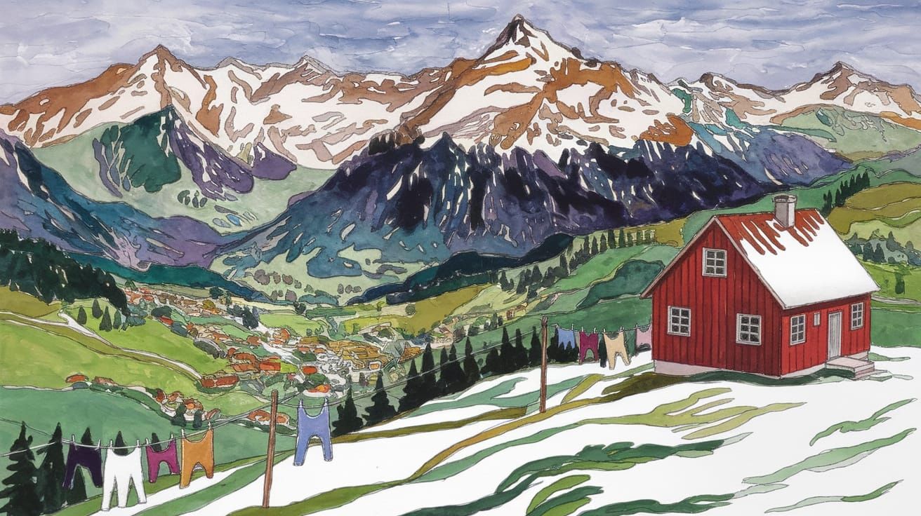 Red Mountain House Overlooking Swiss Alps