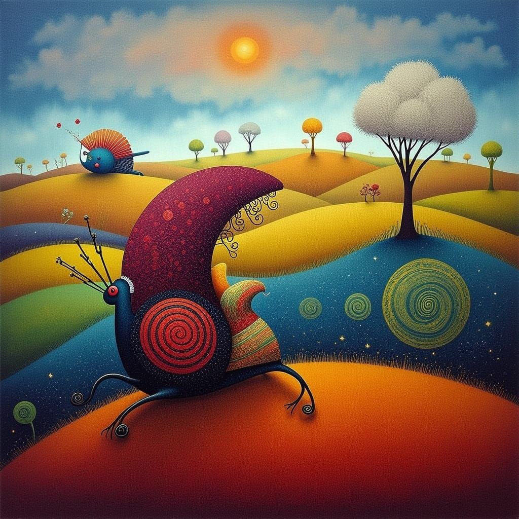 Vibrant Expressionist Windmill Village in Whimsical Tapestry