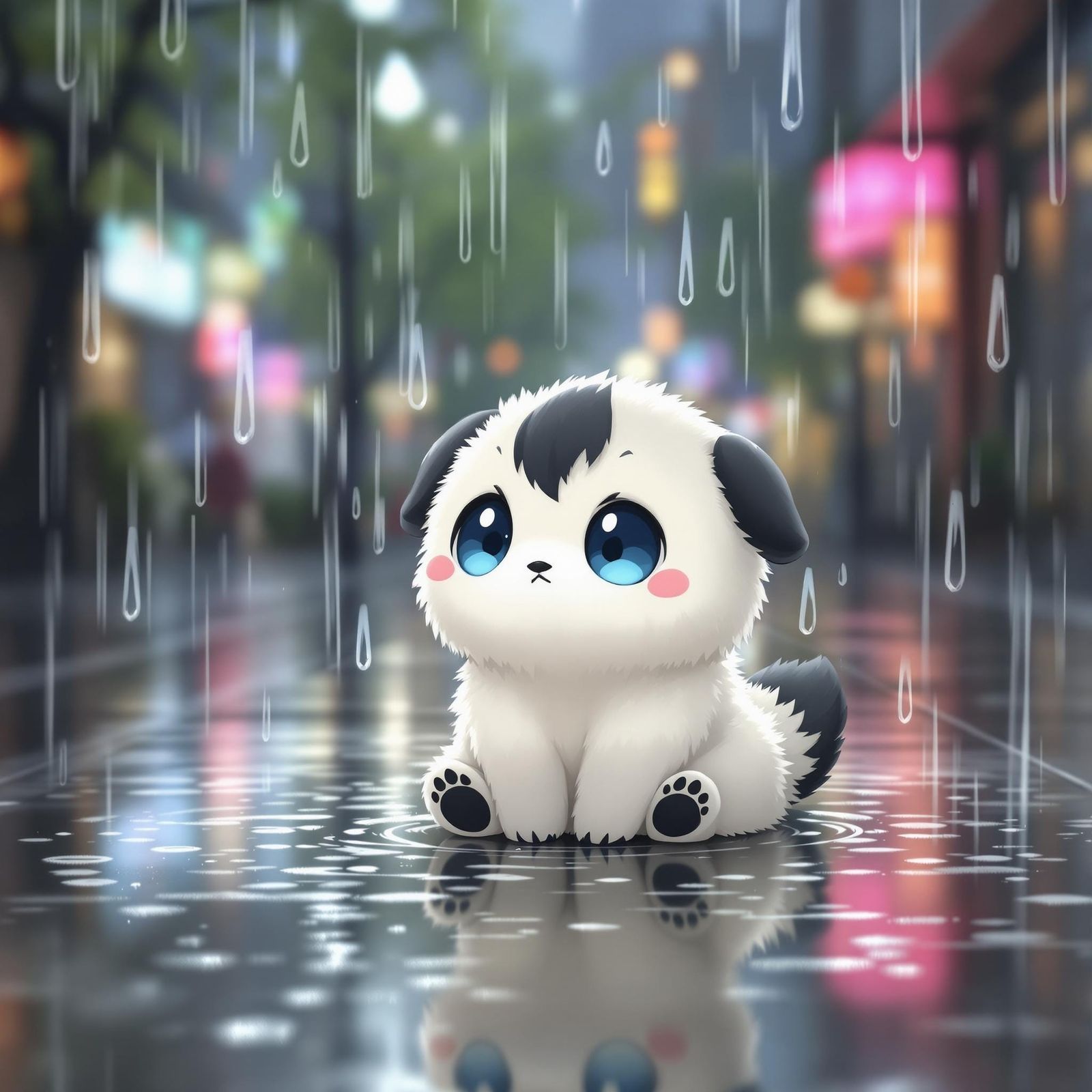 Dreamy Anime-Style City Friend in the Rain