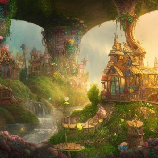 Fairy City in a Jar: 8K Concept Art