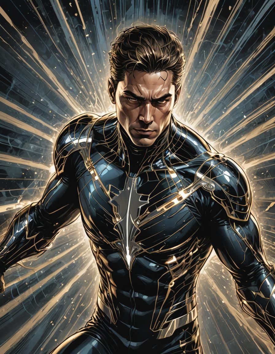 Man in Motion: Comic Book Style Metallic Illustration