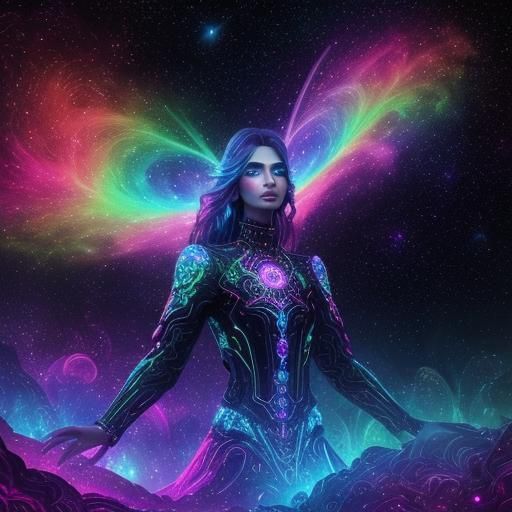 Rainbow Word in Cosmic Astral Dreamscape