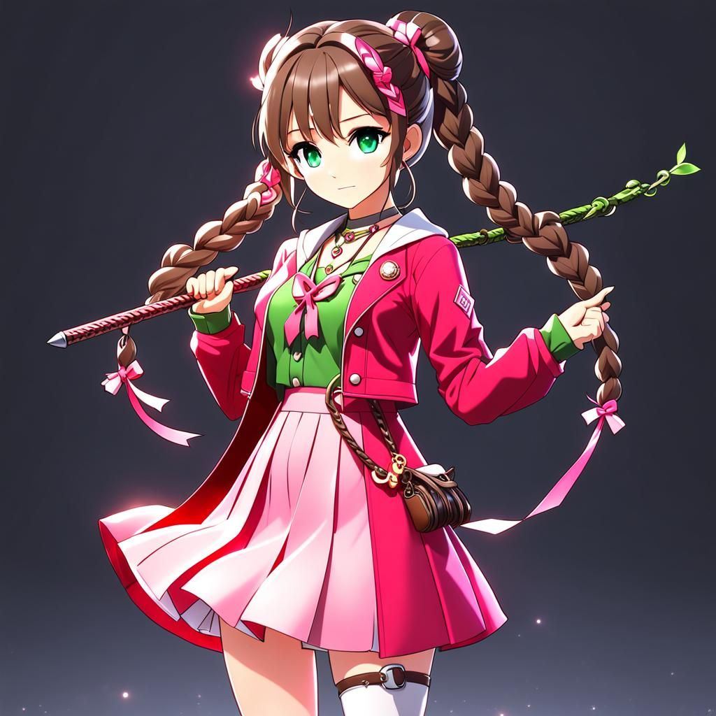 Anime Style Woman with Magic Staff