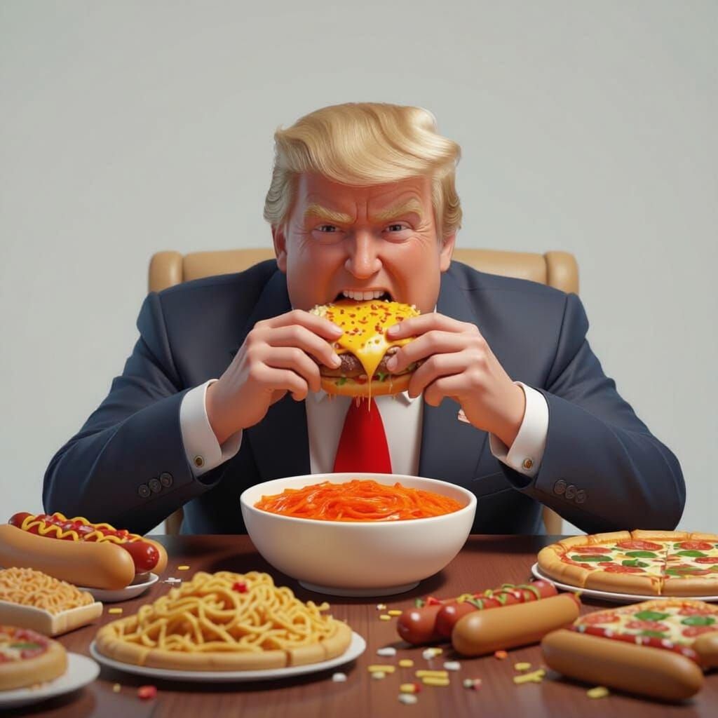 Donald Trump Indulges in Vast Spread of Junk Food
