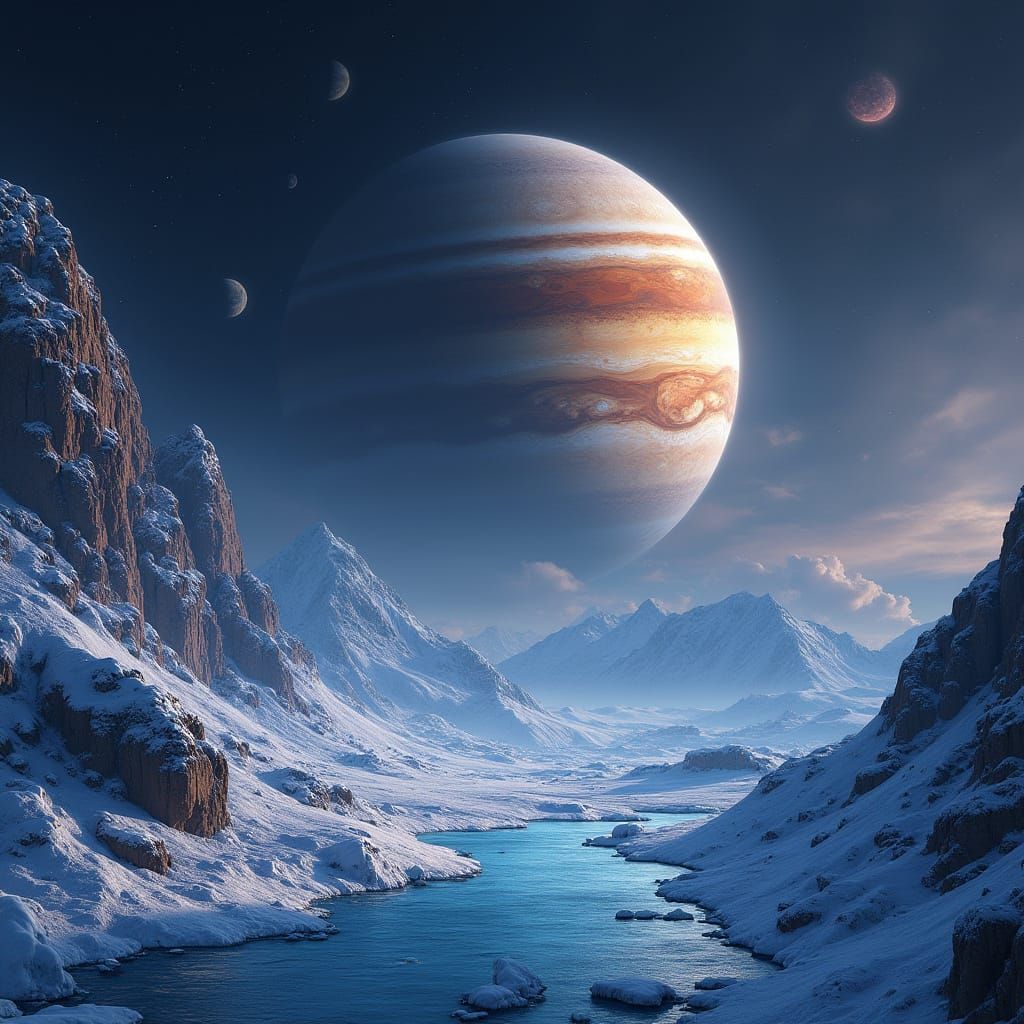 Majestic Ganymede Landscape in Exquisite 8k Detail