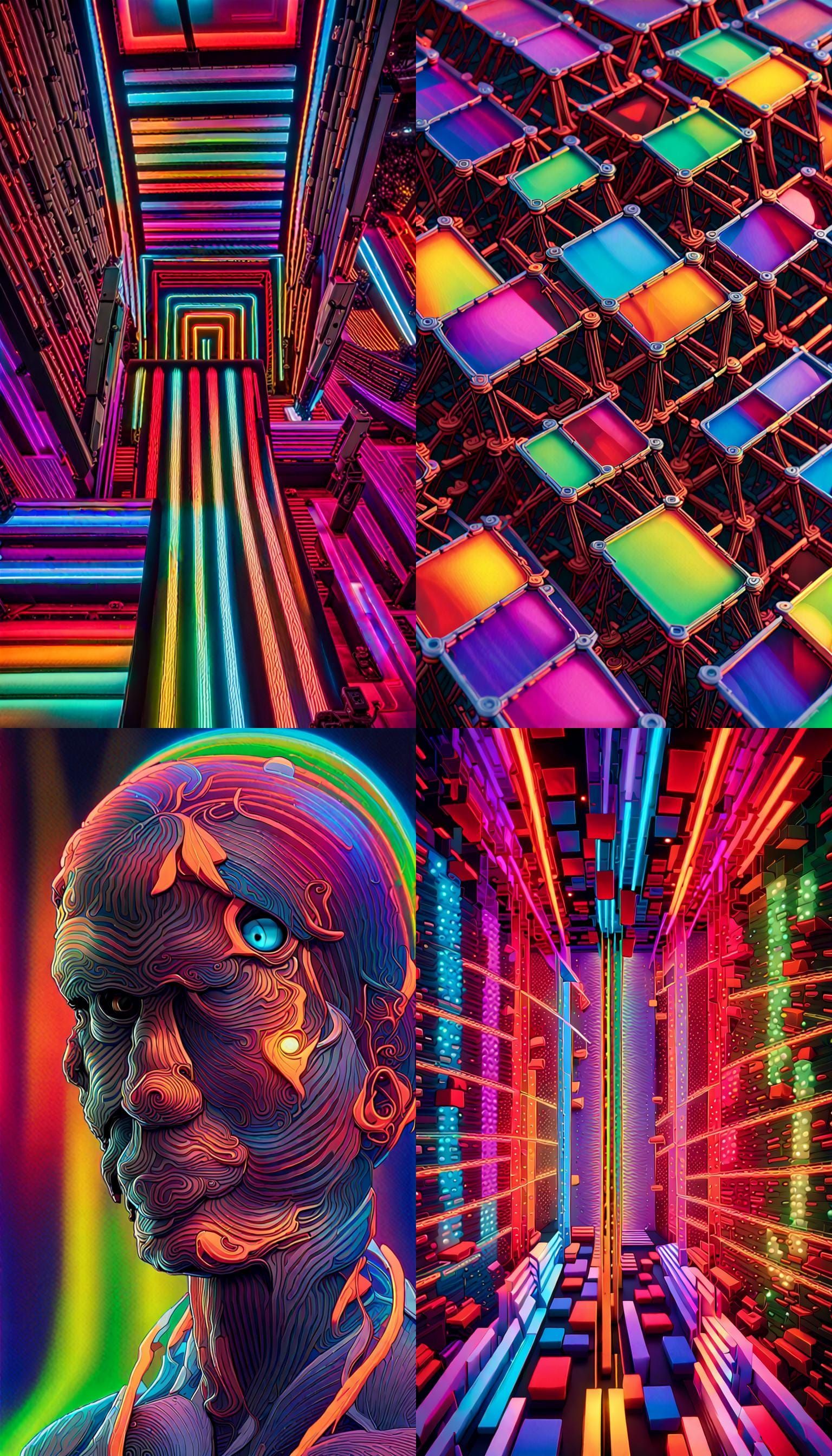 Four Neon Images Exploring Unknowable Motivation