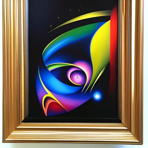 Abstract Expressionist Composition in Deep Triadic Colors