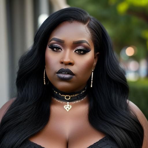 Voluptuous Goth Beauty in Black Dress