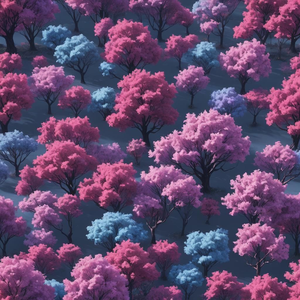 purple pink blue trees sky Unreal Engine detailed matte painting 8k resolution concept art hyperdetailed
