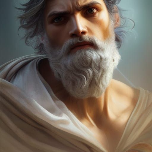 Ancient Greek Priest Portrait in Classical Fantasy Style